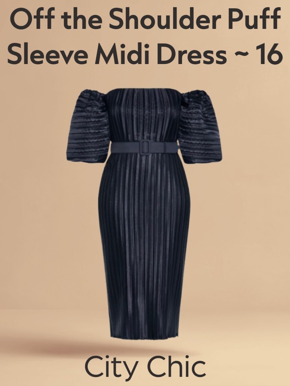 Midi Dress With Puff Sleeves (City Chic)